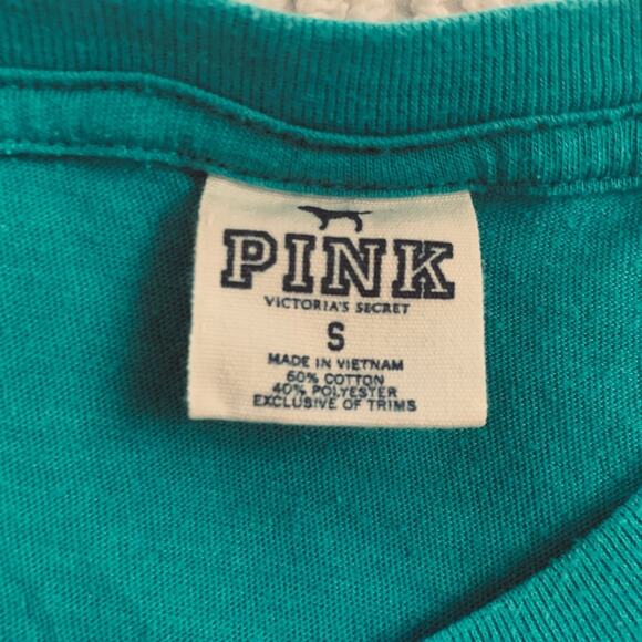 Y2K VICTORIAS SECRET PINK SAYS PEACE TURQUOISE TEE S - Picture 3 of 5
